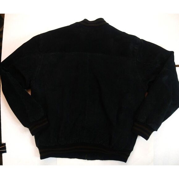 Vntg Jacket Men's Oscar Piel Perfect Leather Suede Jacket Small Black Zip Lined - Picture 5 of 8